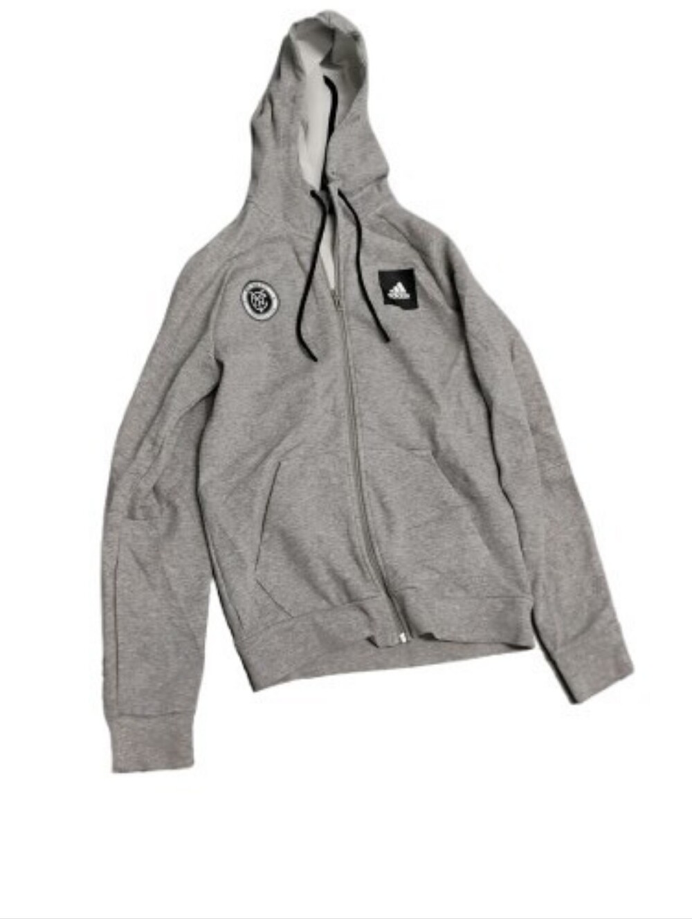 Adidas Mens New York City Football Club Gray Full Zip Hoodie Jacket Sz S